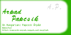 arpad papcsik business card